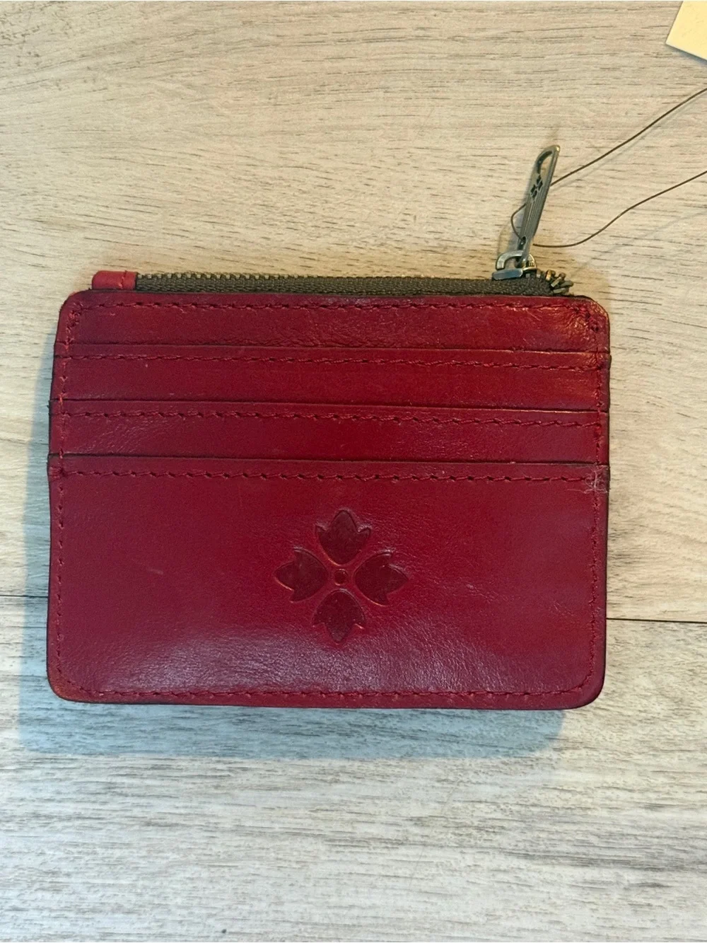 Patricia Nash Red Leather Card Wallet with Snap Closure